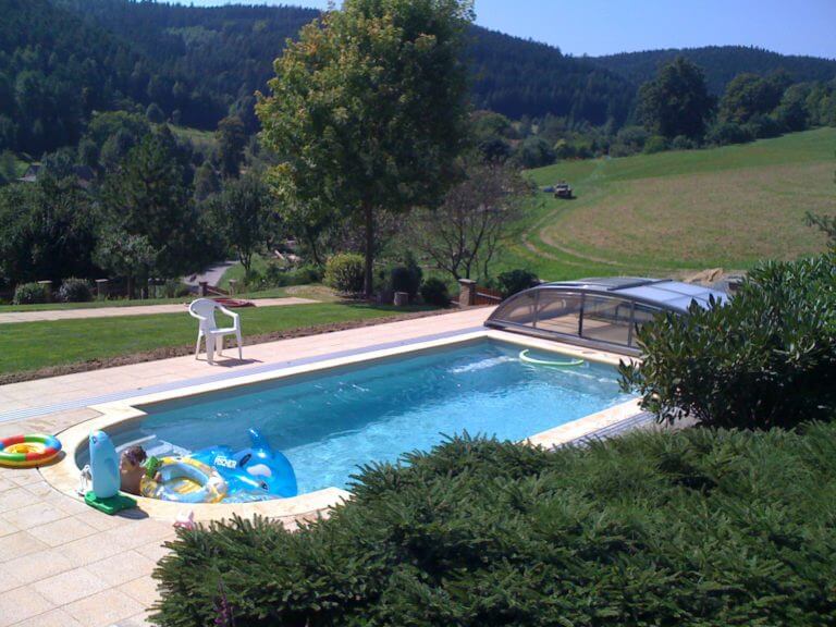 Completed JAVA 85 ceramic pool installation - ready to swim