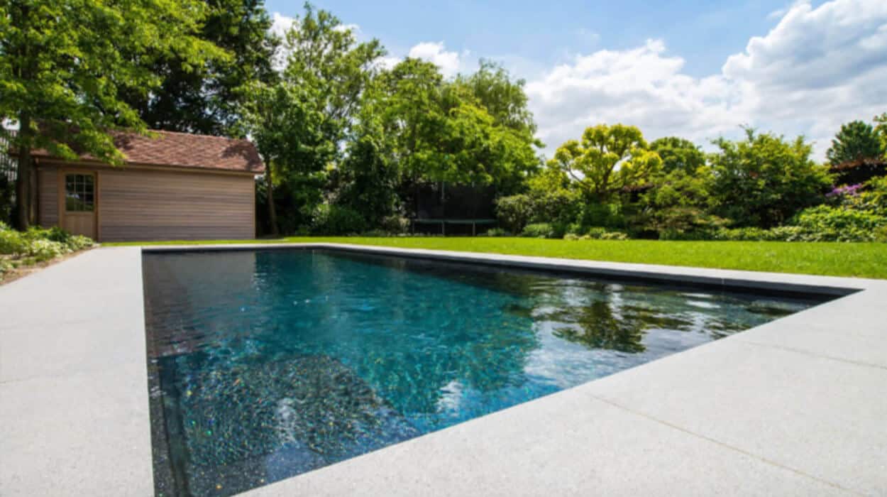 Large shot of an outdoor, natural pool