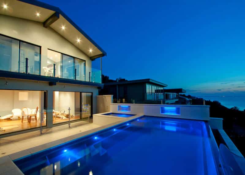 infinity pool at night