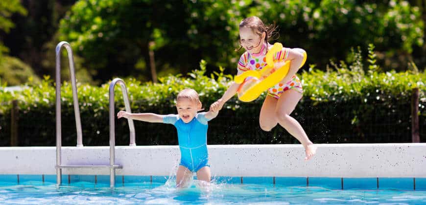 Kids Jumping Into Pool