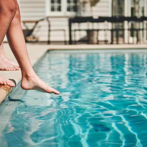 Dipping feet in the crystal clear pool